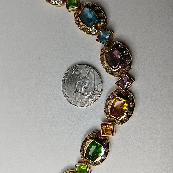 Cz Gemstone 925 sterling silver collar necklace gold plated collar